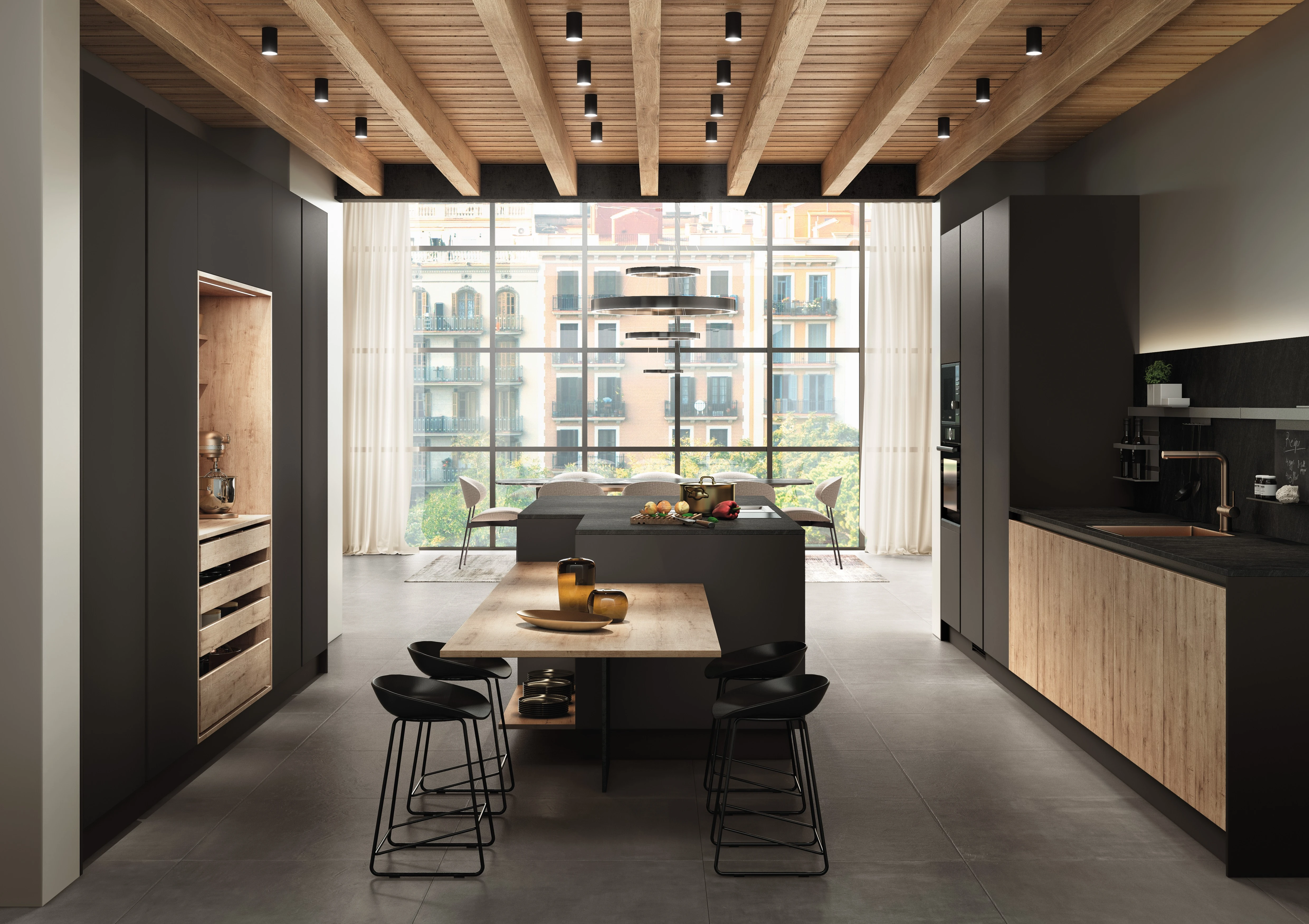 Cuina Minimalista Black & Wood